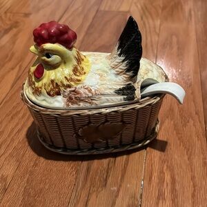 Rossini Chicken on Nest Tureen with Serving Spoon